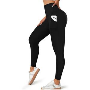 MOREFEEL Small/Medium Black High Waist Tummy Control Yoga Pants Pockets Active